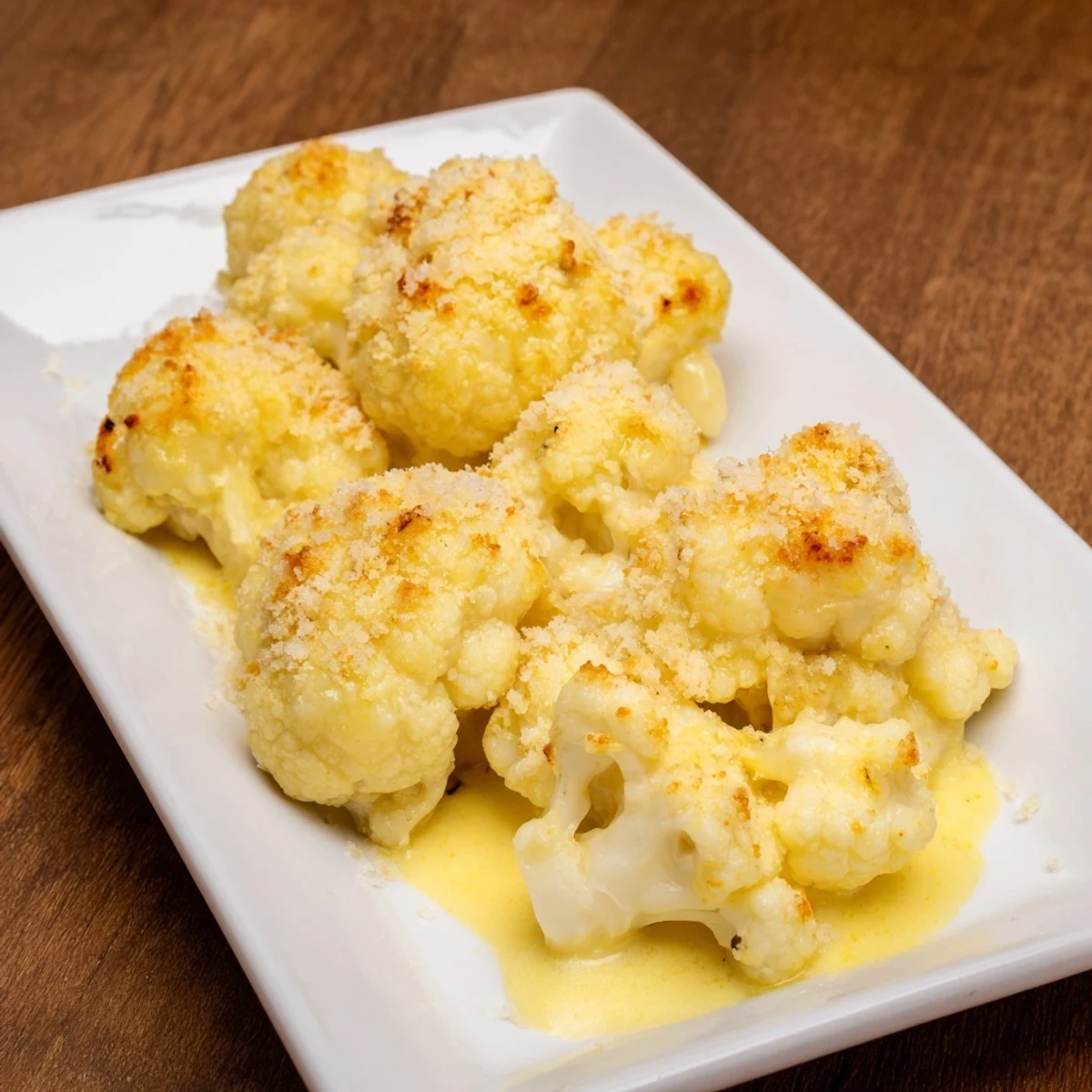 Creamy baked cauliflower casserole featuring tender florets in rich cheese sauce