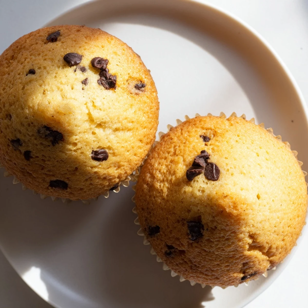 Gluten-free French roast coffee muffins studded with chocolate chips on a wire cooling rack