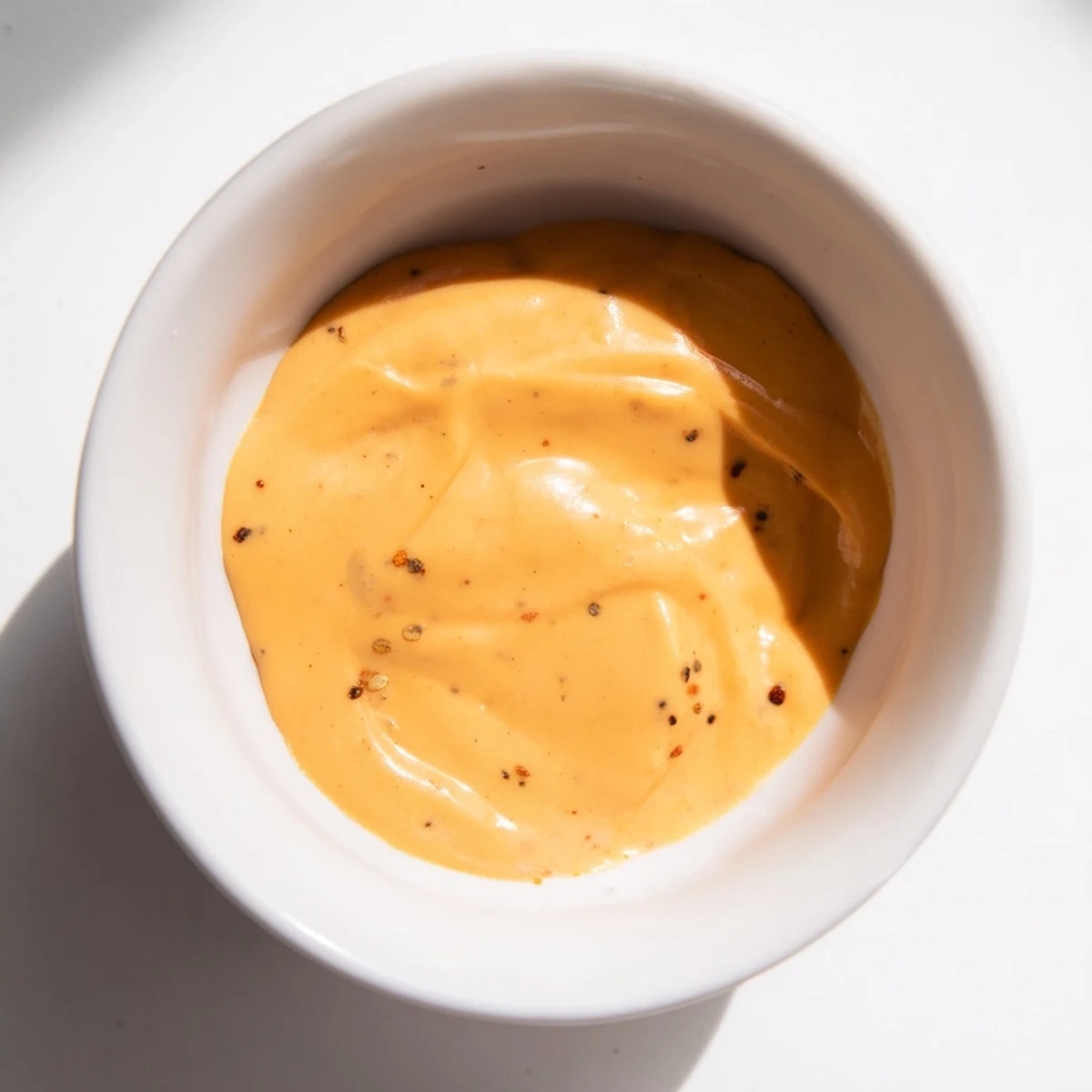 Smooth melted snappy cheddar sauce being poured from a whisk onto steaming baked potato