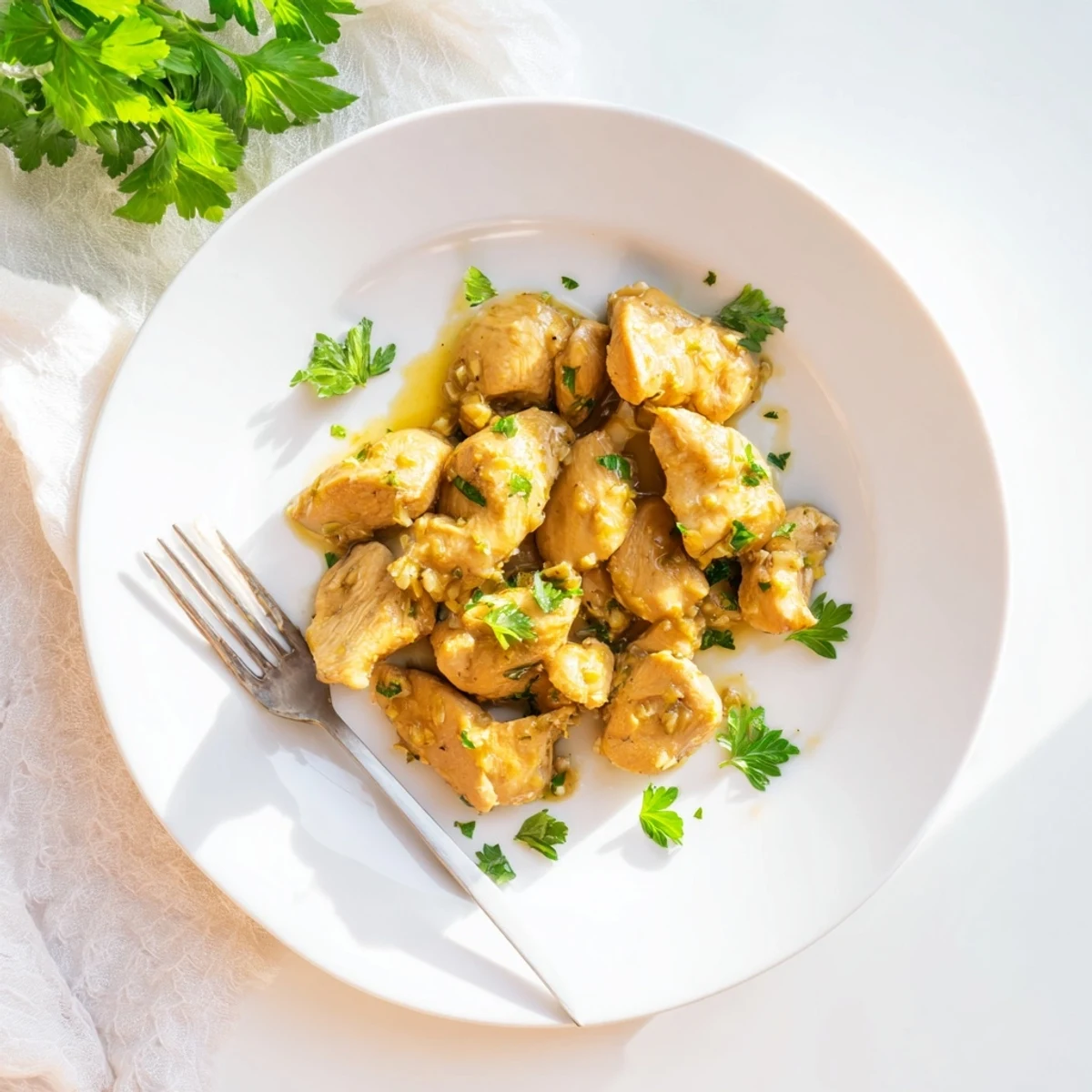 Juicy chicken breasts simmering in rich garlic butter sauce for an easy weeknight dinner