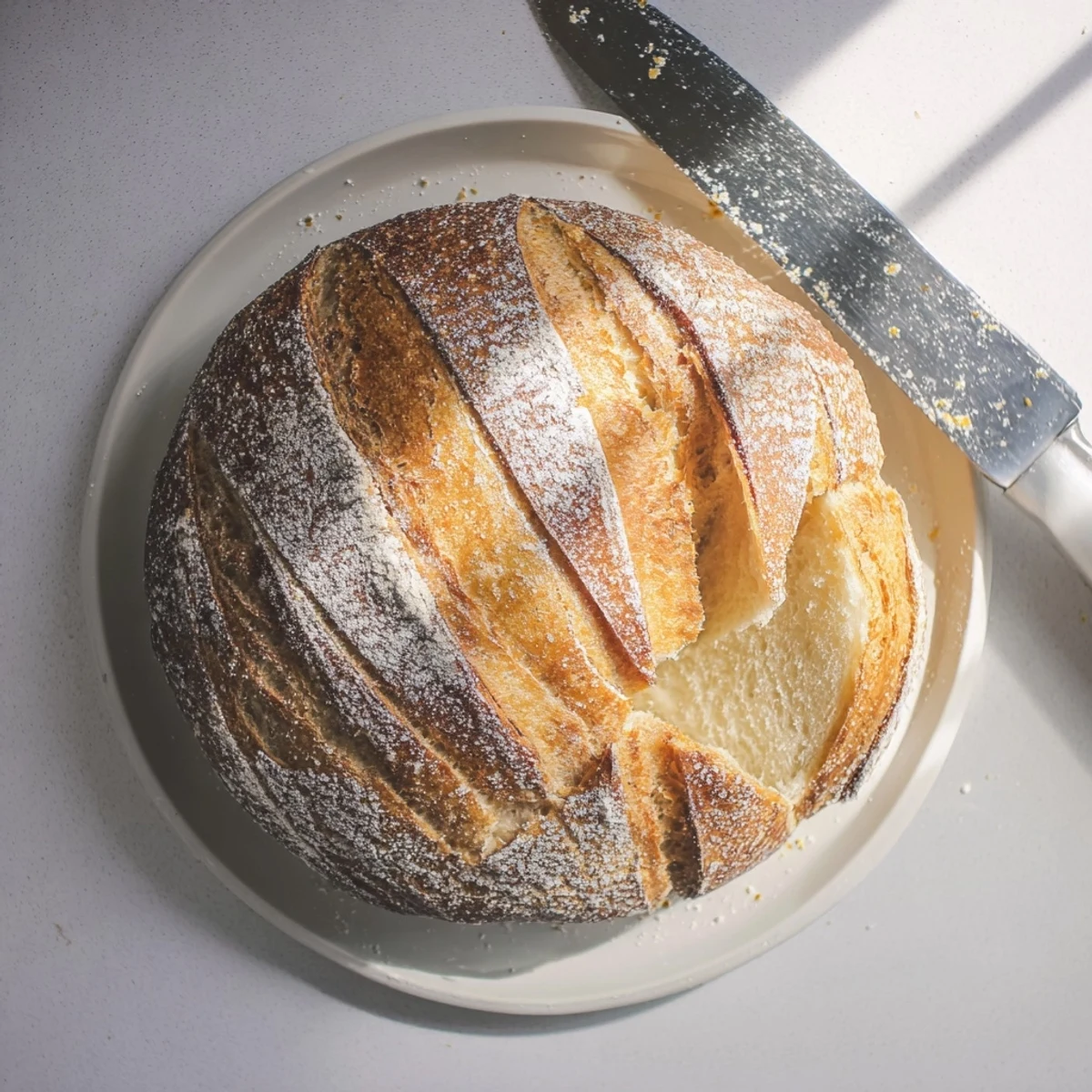 Homemade crusty Italian bread cooling on a wire rack with a perfect golden brown crust