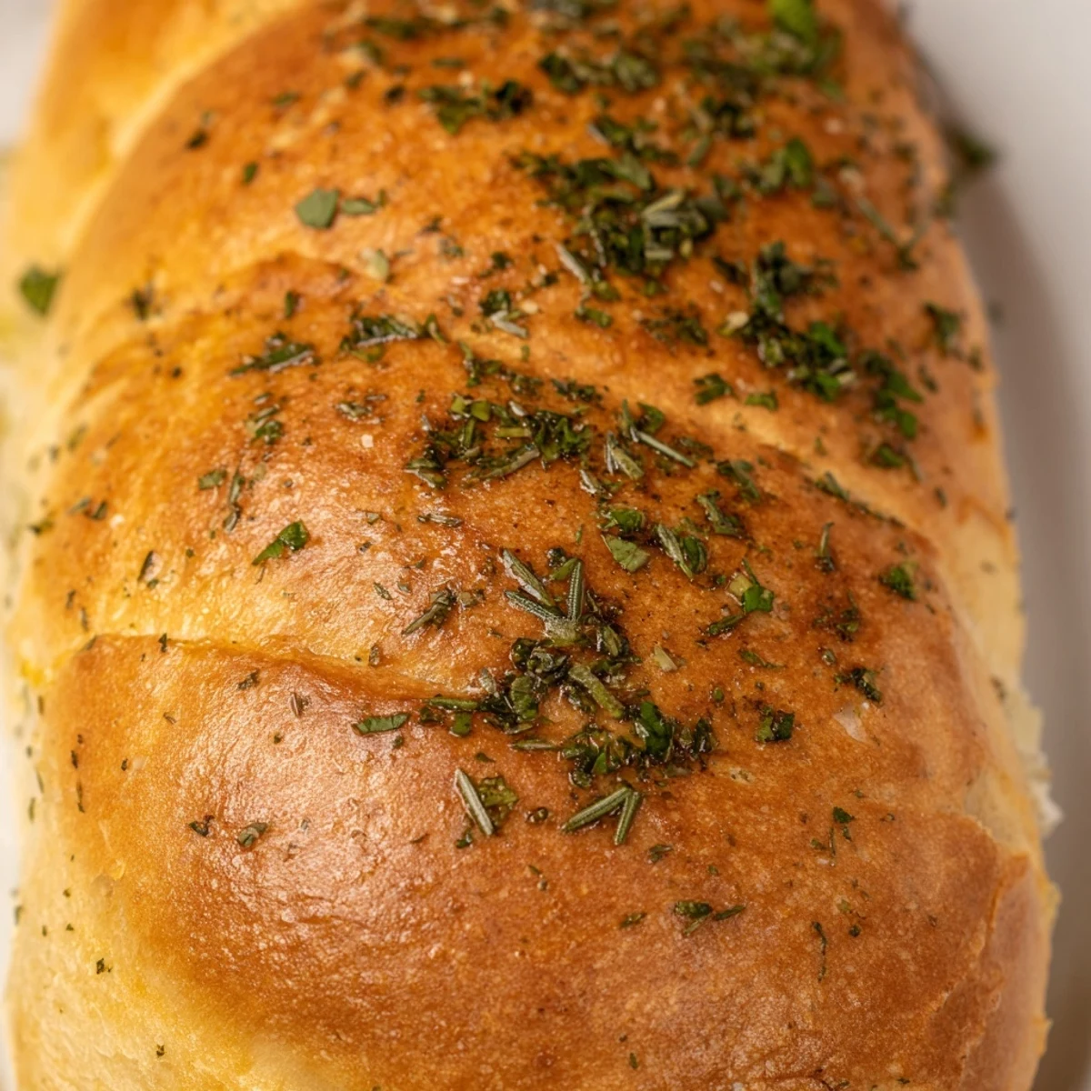 Golden brown Garlic Herb Dutch Oven Bread with a crispy crust and tender interior