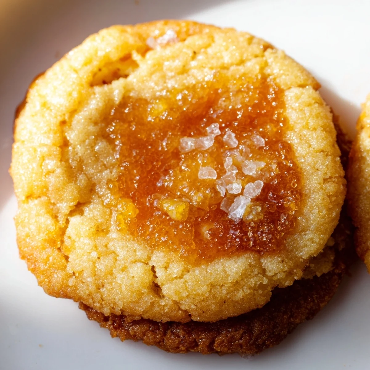 Soft baked creme brulee cookies with crackly bruleed tops and melty cream cheese filling