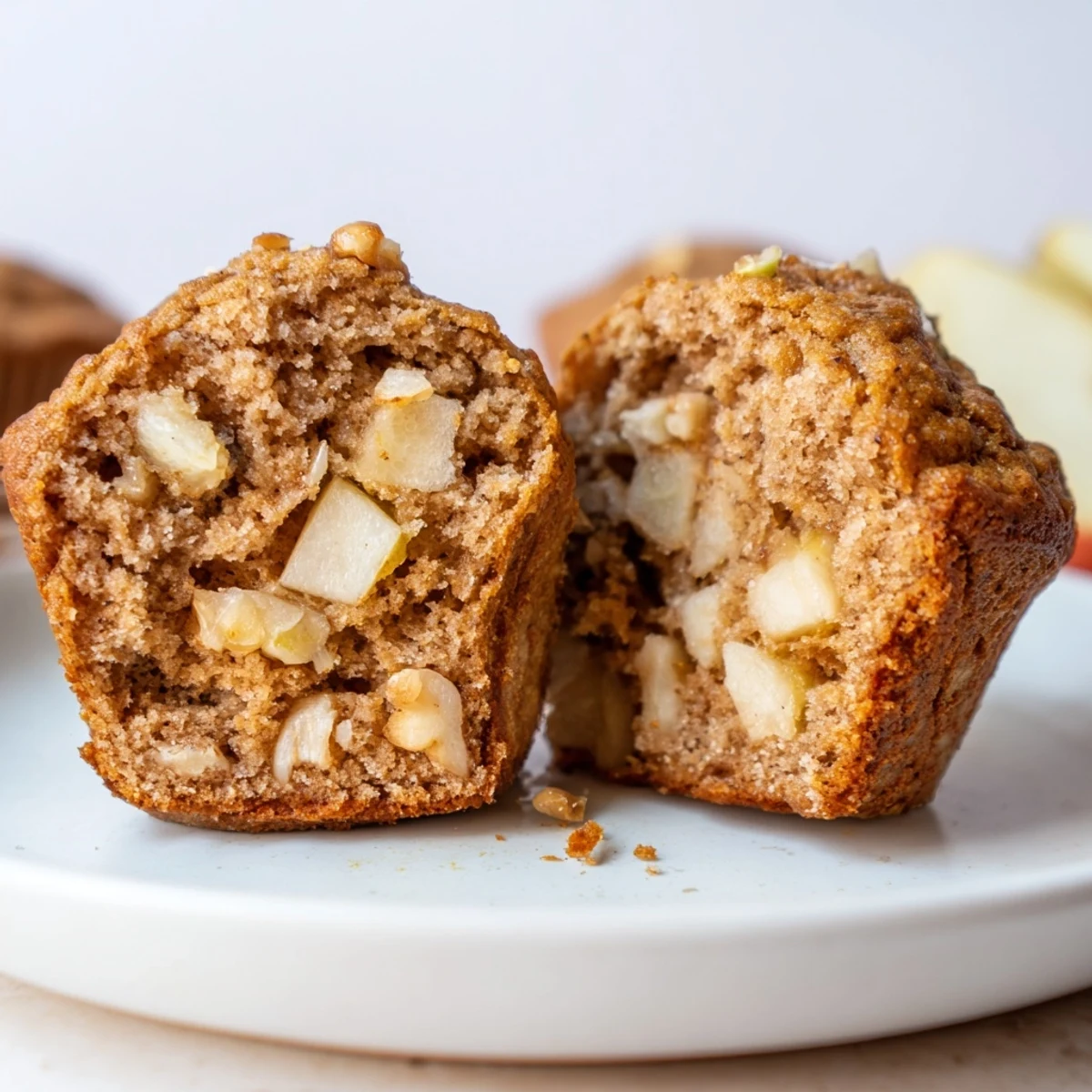 Tender bites with warm spice and apple chunks, Healthy Apple Cinnamon Greek Yogurt Muffins.