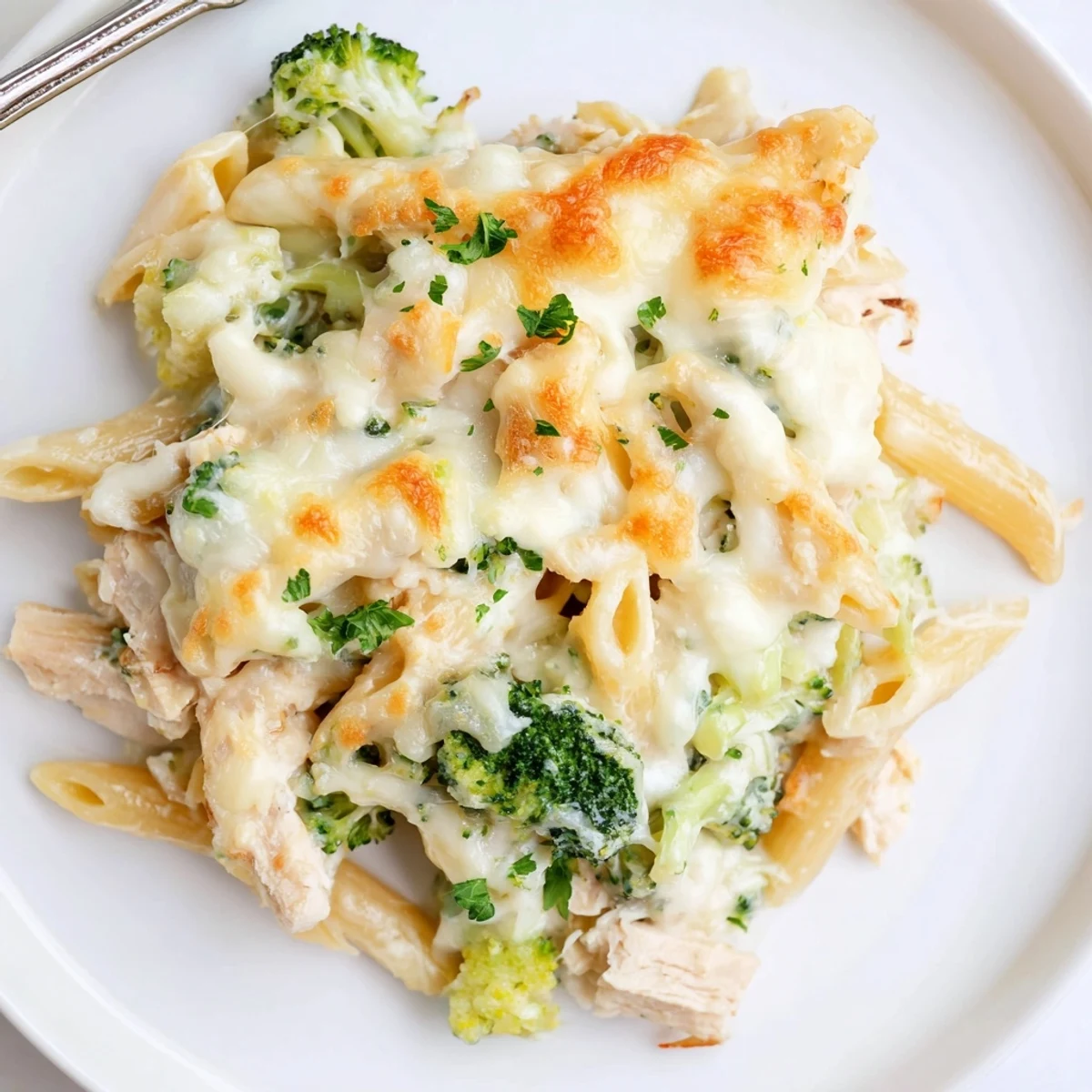 Creamy Chicken Broccoli Alfredo Bake Recipe bubbling golden, fragrant garlic, served warm