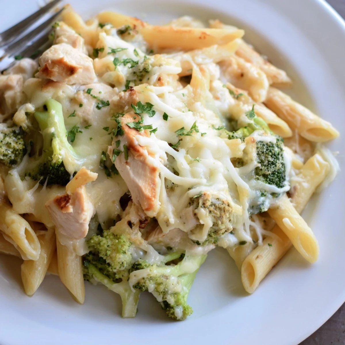 Family style Chicken Broccoli Alfredo Bake Recipe with tender chicken, crisp broccoli