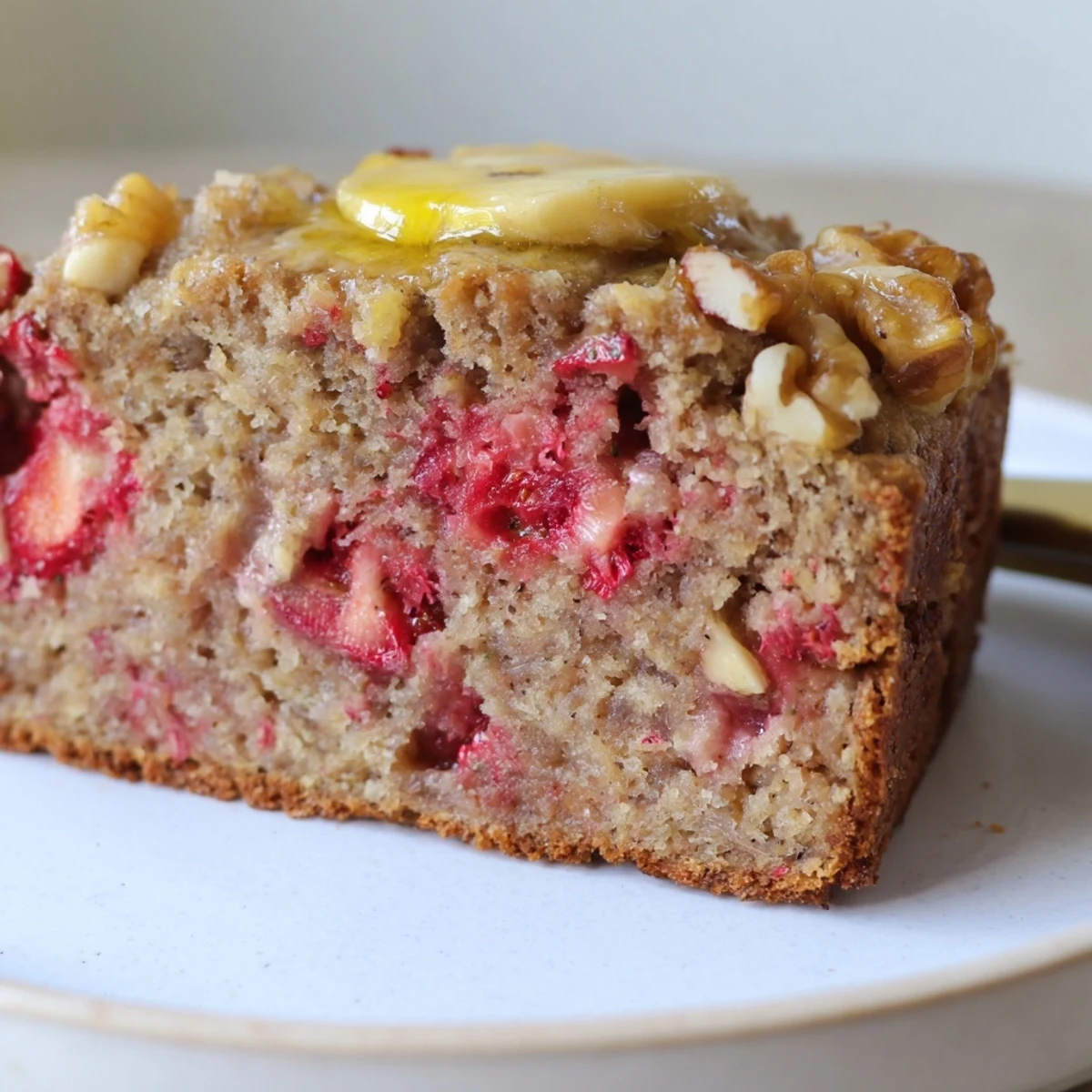 Moist Strawberry Banana Bread Recipe cooling in pan, buttery aroma rising.