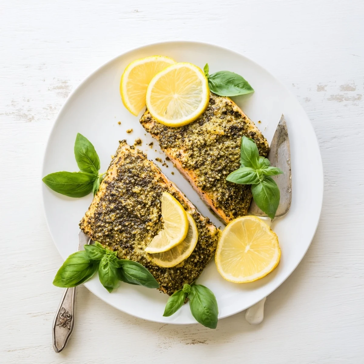 Succulent salmon roasted with creamy basil pesto butter until perfectly flaky and moist