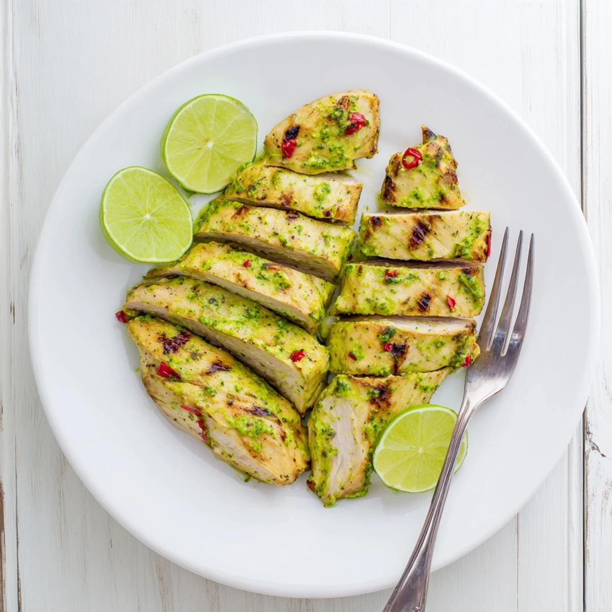 Grilled chili lime chicken breasts featuring charred grill marks and fresh cilantro garnish