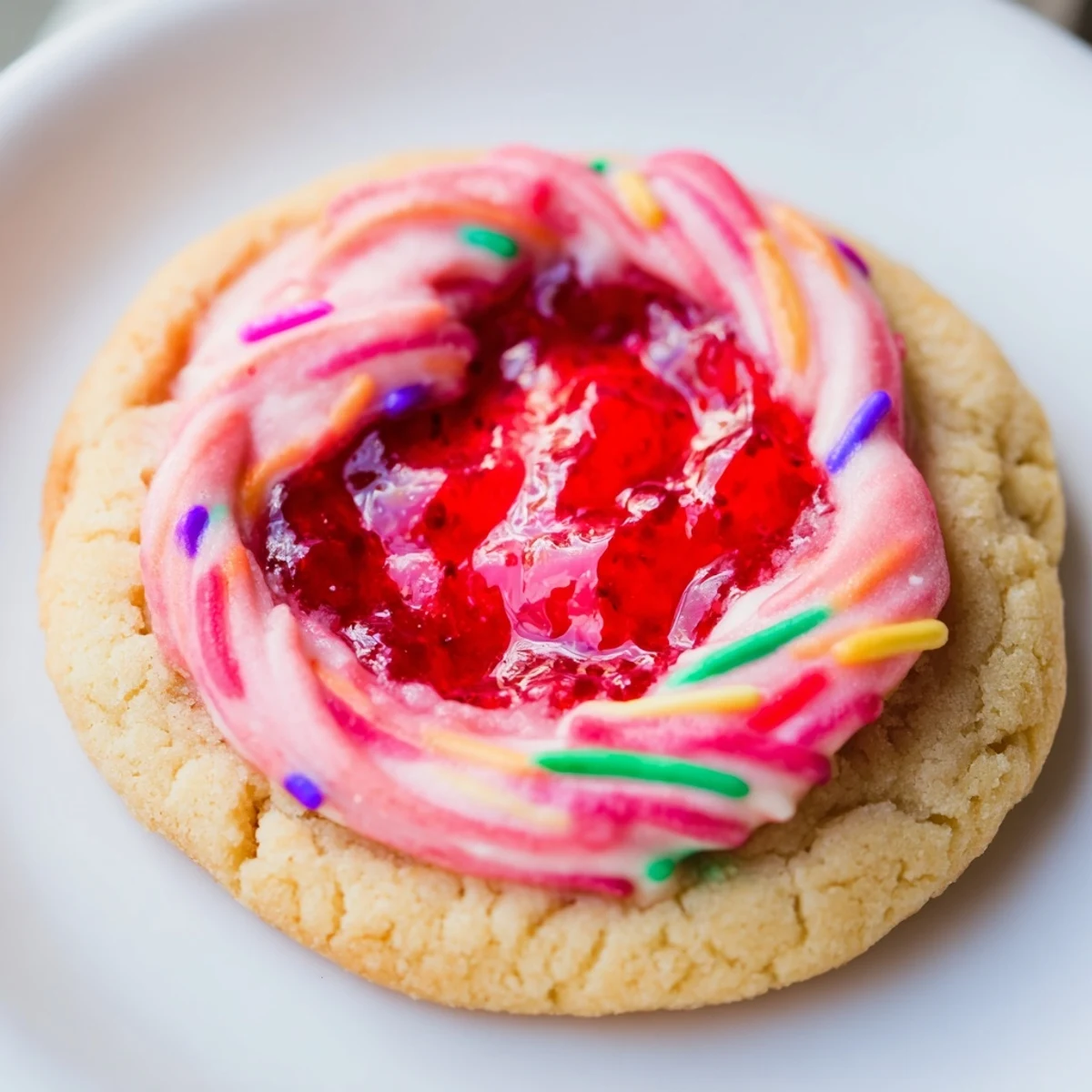 Soft buttery strawberry Pop Tart cookies drizzled with sweet vanilla icing and rainbow sprinkles