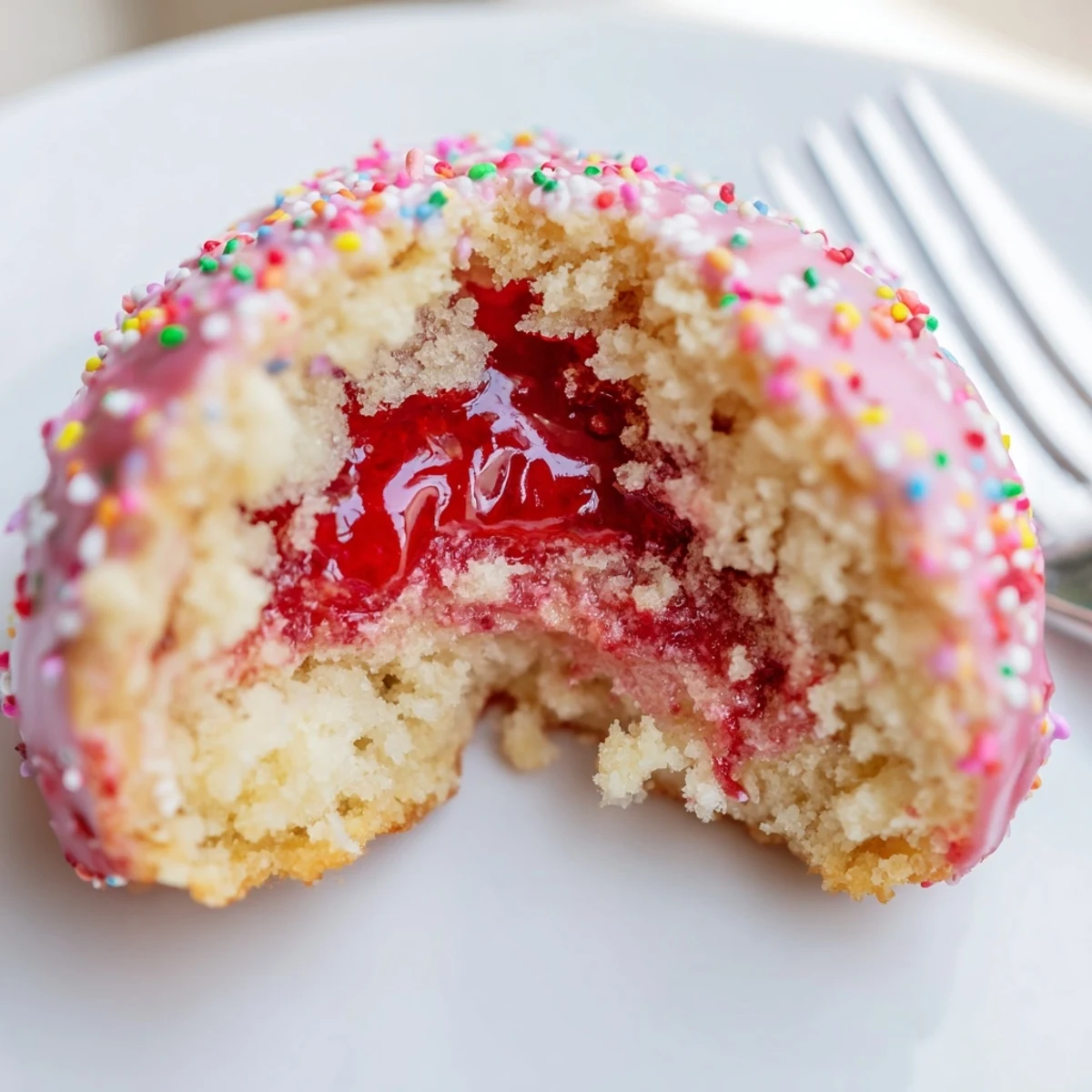 Strawberry Pop Tart Cookies with glossy pink glaze, rainbow sprinkles, cooling rack