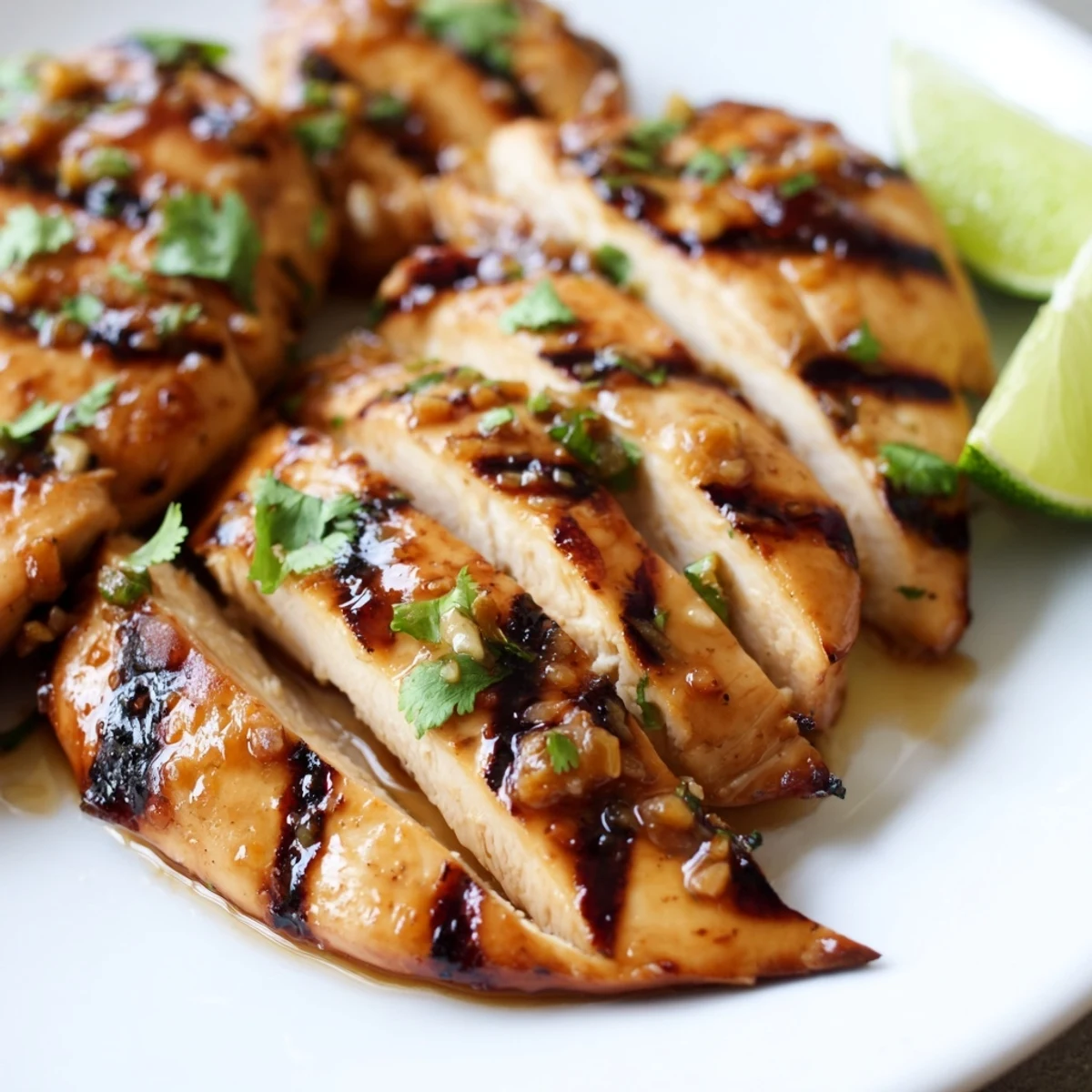 Juicy honey lime chicken with charred grill marks drizzled in a sweet citrus glaze and served with rice